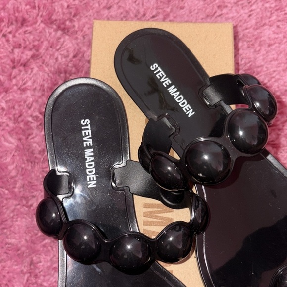 Steve Madden Black Zaza Bubble Jelly Sandals Size 9 10 - Picture 3 of 5